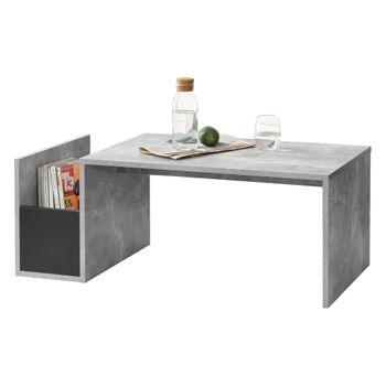 Mesa De Centro Bollnäs Con Compartimento Lateral Aglomerado 90 X 45 X 35 Cm - Efecto Hormigón [en.casa]