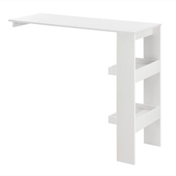 Mesa De Bar Bromölla - Mesa De Bistro Elegante - 120 X 45 X 106 Cm - Mesa Alta De Cocina - Con 2 Estantes Integradas - Blanco [en.casa]®