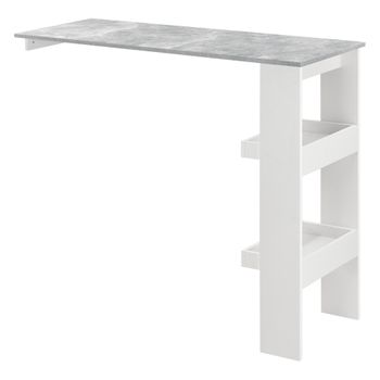 Mesa De Bar Bromölla - Mesa De Bistro Elegante - 120 X 45 X 106 Cm - Mesa Alta De Cocina - Con 2 Estantes Integradas - Blanco Y Efecto Hormigón [en.casa]®