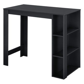 Mesa De Bar Danderyd - Mesa De Bistro Elegante - 120 X 60 X 105,5 Cm - Mesa Alta De Cocina - Con 3 Estantes Integrados - Negro [en.casa]®