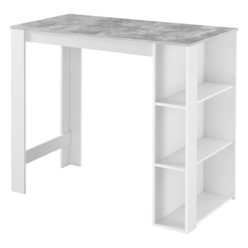 Mesa De Bar Danderyd - Mesa De Bistro Elegante - 120 X 60 X 105,5 Cm - Mesa Alta De Cocina - Con 3 Estantes Integrados - Blanco Y Efecto Hormigón [en.casa]®