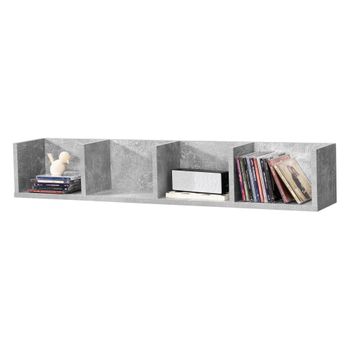 Juego De Estanterías Para Pared Ekerö - 95 X 17 X 16,5 Cm - Con 4 Compartimientos De Almacenamiento - Estantes Flotantes - Decoración De Salón O Dormitorio - Efecto Hormigón [en.casa]®