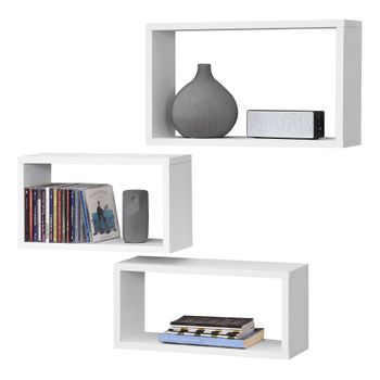 Juego De Estanterías Para Pared Mandal - Set De 3 Unidades En Diferentes Medidas - Estantes Flotantes - Decoración De Salón O Dormitorio - Blanco [en.casa]®