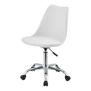 Silla Giratoria De Oficina - 83 - 93 X 48 X 55 Cm - Silla De Trabajo - Asiento Tapizado - Silla Gamer - 5 Ruedas - Blanco [en.casa]®