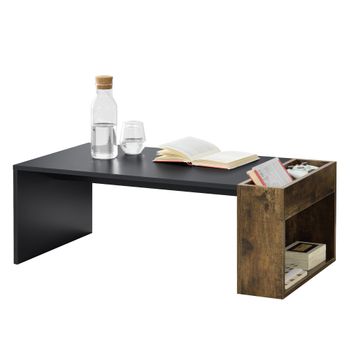 Mesa De Centro Hallsberg Con Compartimento Y Estante Aglomerado 34 X 95 X 50 Cm - Negro Y Color Roble [en.casa]