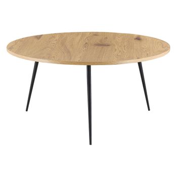 Mesa De Centro Farsund Con 3 Patas Mdf Y Acero 80 X 40 Cm - Roble Y Negro [en.casa]