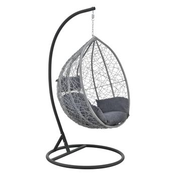 Cesta Colgante Capileira - 195 X 105 Cm - Sillón Silla Colgante - Hamaca Con Cojines - Máx. 150 Kg - Uso En Interiores Y Exteriores - Jardín - Camping - Con Soporte - Gris Claro Y Gris Oscuro [en.casa]®