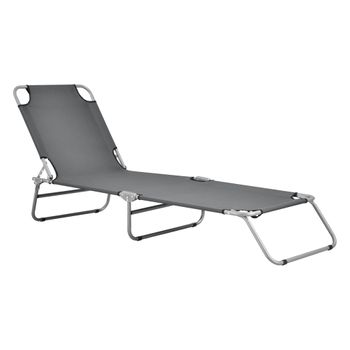 Tumbona Plegable Carcao - 186 X 55 X 24 Cm - Acero - Hasta 110 Kg - Hamaca De Playa - Asiento Para Jardín - Silla Reclinable - Piscina - Gris Oscuro [casa.pro]®