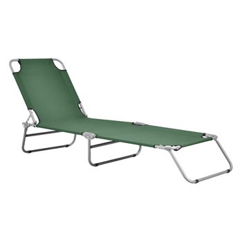 Tumbona Plegable Carcao - 186 X 55 X 24 Cm - Acero - Hasta 110 Kg - Hamaca De Playa - Asiento Para Jardín - Silla Reclinable - Piscina - Verde Oscuro [casa.pro]®