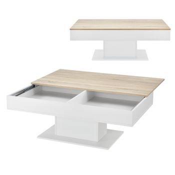 Mesa De Centro Lünen Aglomerado 40 X 110 X 60 Cm - Roble Y Blanco [en.casa]