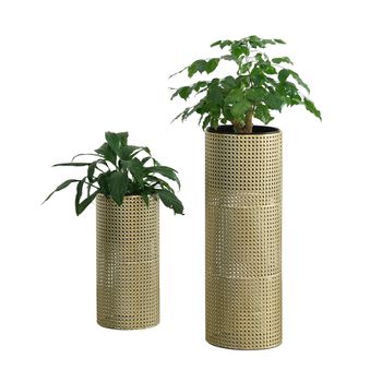 ML-Design Juego de 3 Soportes para Plantas de Metal Dorado