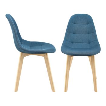 Set De 2 Sillas De Comedor Kopparberg Asiento Tapizado Patas De Haya 86 X 53 X 47 Cm - Azul [en.casa]