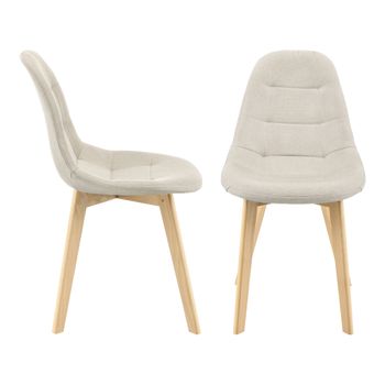 Set De 2 Sillas De Comedor Kopparberg Asiento Tapizado Patas De Haya 86 X 53 X 47 Cm - Beige [en.casa]