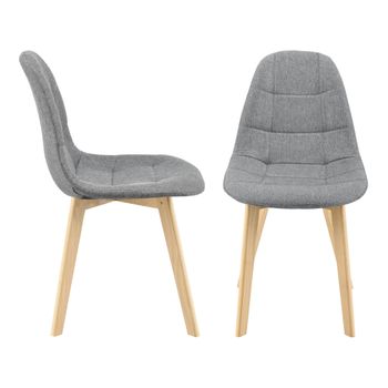 Set De 2 Sillas De Comedor Kopparberg Asiento Tapizado Patas De Haya 86 X 53 X 47 Cm - Gris Claro [en.casa]