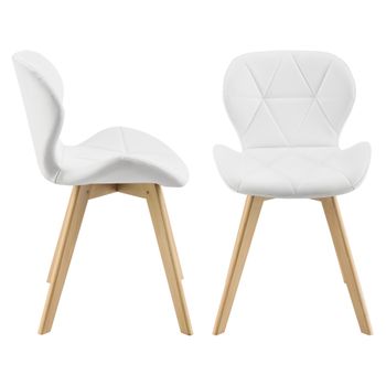 Set De 2 Sillas De Comedor Älmhult Diseño Escandinavo Polipiel Y Madera 81 X 57 X 49 Cm - Blanco [en.casa]