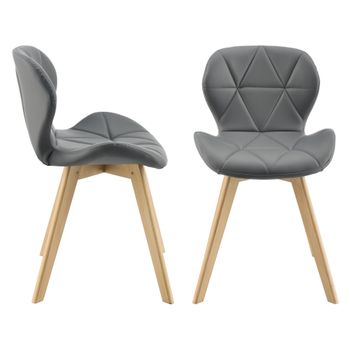 Set De 2 Sillas De Comedor Älmhult Diseño Escandinavo Polipiel Y Madera 81 X 57 X 49 Cm - Gris [en.casa]