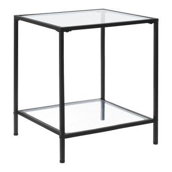 Mesa De Centro Norrtälje Mesita De Noche 55 X 45 X 45 Cm Vidrio Templado Y Acero Sinterizado Máx. 15 Kg Negro [en.casa]®