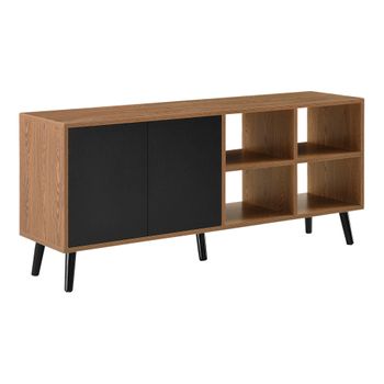 Cómoda Con 2 Puertas Gnesta Tecnología Push-open Efecto Madera Y Negro 53 X 120 X 30 Cm [en.casa]