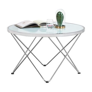 Mesa De Centro Redonda Nikkeby Metal Vidrio 80 X 50 Cm [en.casa]