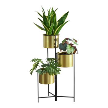 Soporte Para Plantas Haasdonk 80 X 45 X 45 Cm Latón Negro [en.casa]