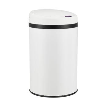 Cubo De Basura Automático Pantalla Led Acero Inoxidable 30 L Blanco [en.casa]