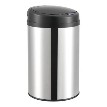 Cubo De Basura Automático Pantalla Led Acero Inoxidable 30 L Plata [en.casa]