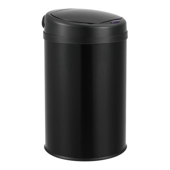 Cubo De Basura Automático Pantalla Led Acero Inoxidable 30 L Negro [en.casa]