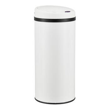 Cubo De Basura Automático Pantalla Led Acero Inoxidable 42 L Blanco [en.casa]