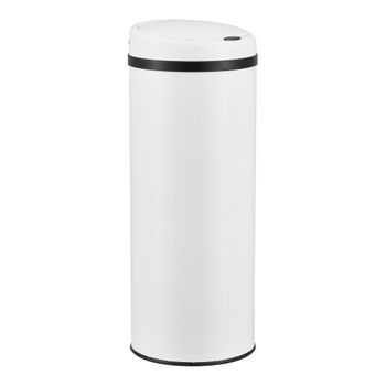 Cubo De Basura Automático Pantalla Led Acero Inoxidable 47 L Blanco [en.casa]