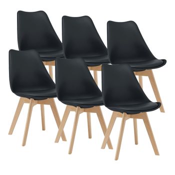 Pack 2 Sillas Nórdicas Negras Estilo Vintage Salón Comedor Polipropileno  Patas Haya 83x51x47 Cm con Ofertas en Carrefour