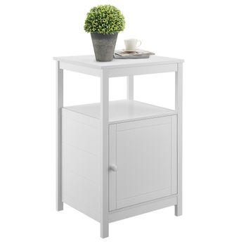 Mesa Auxiliar Merijärvi Con Estante Ajustable En Altura Mdf Lacado 79 X 48 X 39 Cm Blanco [en.casa]