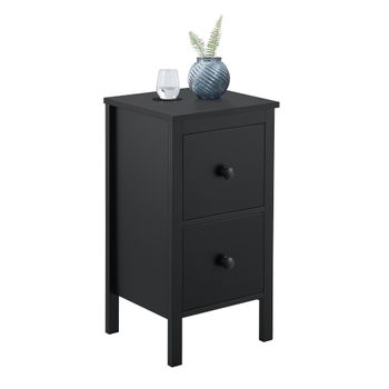 Mesa Auxiliar Urjala Con 2 Cajones Mdf Lacado 52 X 27 X 25 Cm Negro [en.casa]