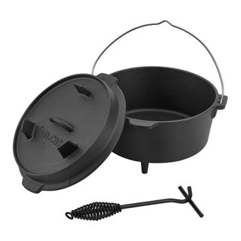 Olla De Hierro Fundido Enkhuizen Dutch Oven Con Elevador De Tapa 4,2 Litros Negro [en.casa]