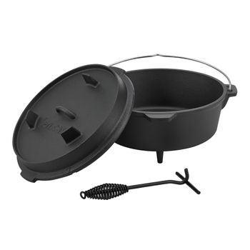 Olla De Hierro Fundido Enkhuizen Dutch Oven Con Elevador De Tapa 7,3 Litros Negro [en.casa]