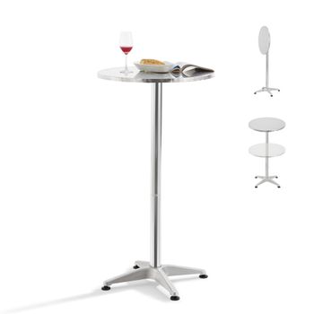 Mesa De Bar Y Bistro Avesta Altura Ajustable 75-115 Cm Ø 60 Cm Aluminio Mdf Plata [en.casa]