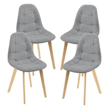 Set De 4 Sillas De Comedor Kopparberg Tapizado Patas De Haya 86 X 53 X 47 Cm - Gris Claro [en.casa]