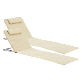 Set De 2 Esterillas De Playa Cellorigo Con Respaldo 160 X 49 Cm Beige [en.casa]