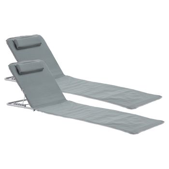 Set De 2 Esterillas De Playa Cellorigo Con Respaldo 160 X 49 Cm Gris Oscuro [en.casa]