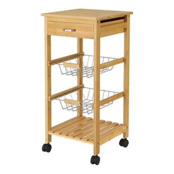 Carrito Auxiliar De Madera 3 Niveles Five 41,6x30x81,7 Natural. con Ofertas  en Carrefour