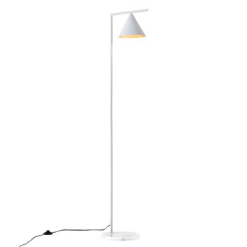 Lámpara De Pie Leicester Carcasa Cónica 1 X E27 Altura 160 Cm Metal Mármol Blanco [lux.pro]