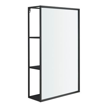 Espejo De Pared Sunne Rectangular Con Estantes Acero Y Cristal 60 X 36 X 13 Cm - Negro [ En.casa]