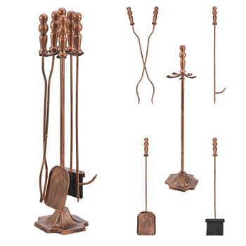 Juego De Accesorios Para Chimenea Dovre 5 Piezas 80 X Ø 18 Cm Metal Bronce [en.casa]