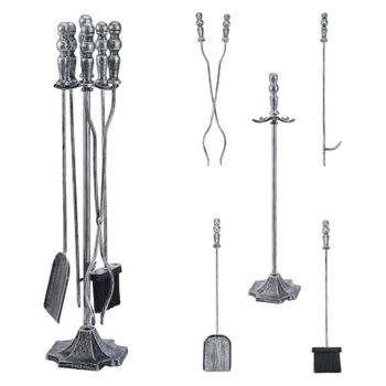 Juego De Accesorios Para Chimenea Dovre 5 Piezas 80 X Ø 18 Cm Metal Plata [en.casa]