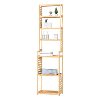 Mueble Columna De Baño Forssa De 7 Niveles Bambú 165 X 42 X 28 Cm Natural [en.casa]