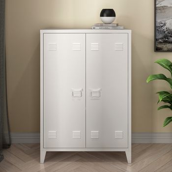 Armario Metálico De Oficina Oripää Con Cerraduras Magnéticas Acero 110 X 75 X 33 Cm - Blanco Mate [en.casa]