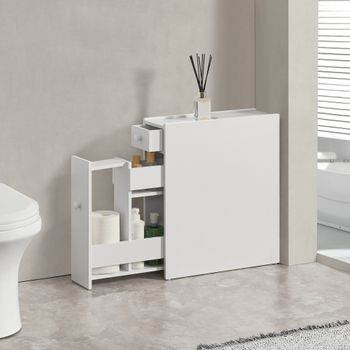 Mueble De Baño Kihniö Angosto Aglomerado 58 X 16 X 48 Cm Blanco [en.casa]