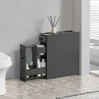 Mueble De Baño Kihniö Angosto Aglomerado 58 X 16 X 48 Cm Gris Oscuro [en.casa]