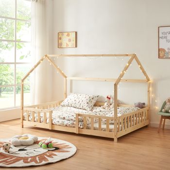 Cama Infantil Vindafjord En Forma De Casa Con Colchón Bambú 180 X 200 Cm -  Color Natural [en.casa] con Ofertas en Carrefour