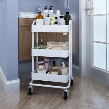 Carrito De Cocina De Acero Pp Mdf Homcom 43,9x30,5x75,6cm-blanco con  Ofertas en Carrefour