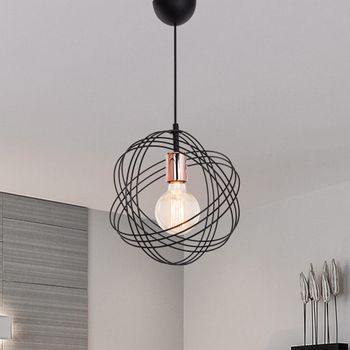 Lámpara Colgante Hove 1 X E27 20 W Metal 30 X 28 Cm Negro / Cobre [lux.pro]